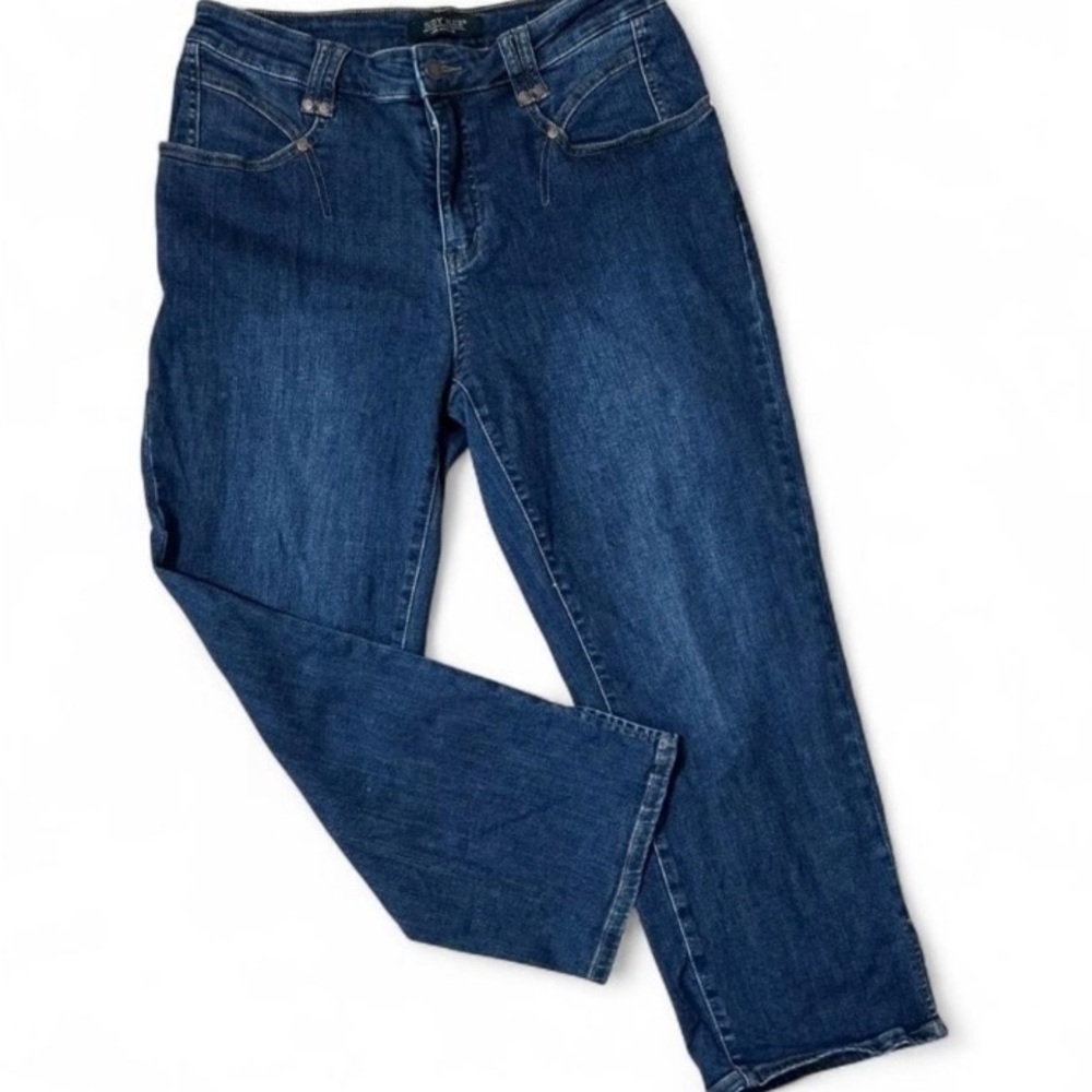 Judy Blue Denim Dark Wash Jeans Embellished Pockets Straight Leg 13/31